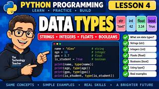 Python Programming – Lesson 4: Data Types | Strings, Integers, Floats & Booleans
