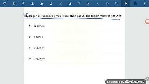 hydrogen diffuses six times faster than gas A. The molar mass of Gas A is