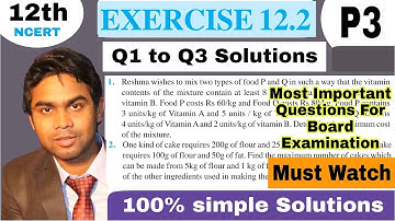 Linear programming problems 12   Ex 12.2 ( Q1 to Q3 Solutions) Part 3