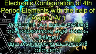 Electronic Configuration of 4th Period Elements with the help of Argon (Ar).