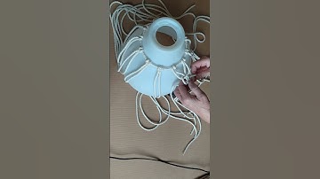 DIY IKEA hack, macrame pendant light cover, makeover of the cheapest IKEA lamp