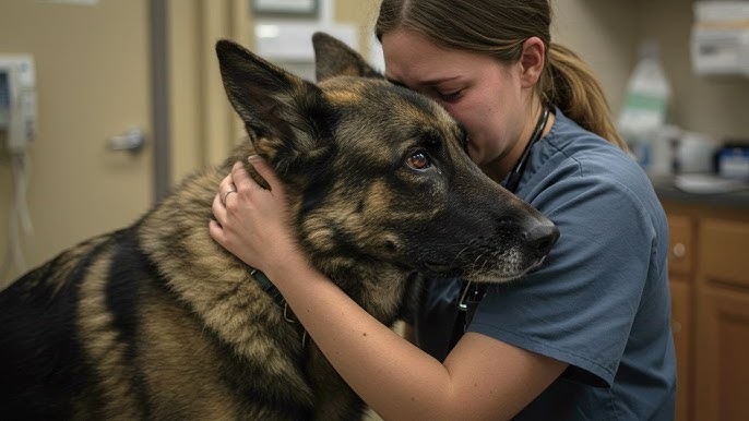 Dying German Shepherd Hugs Owner Before Being Put Down. Then Vet Notices  Something Odd & Stops