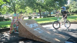 How Many Soda Cans Can He Jump Over?