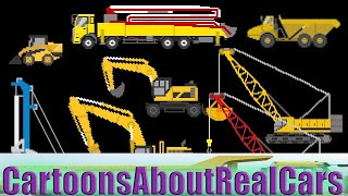 Construction Vehicles 2 - Trucks, Cranes, Excavators \& More - The Kids' Picture Show