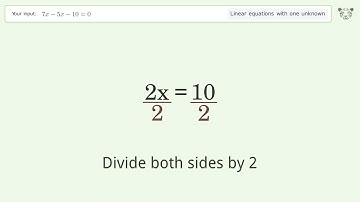Solve 7x-5x-10=0: Linear Equation Video Solution | Tiger Algebra