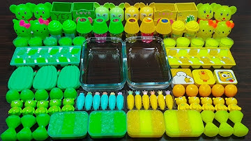 GREEN vs YELLOW! Mixing random things into store-bought slime ! Most satisfying slime video