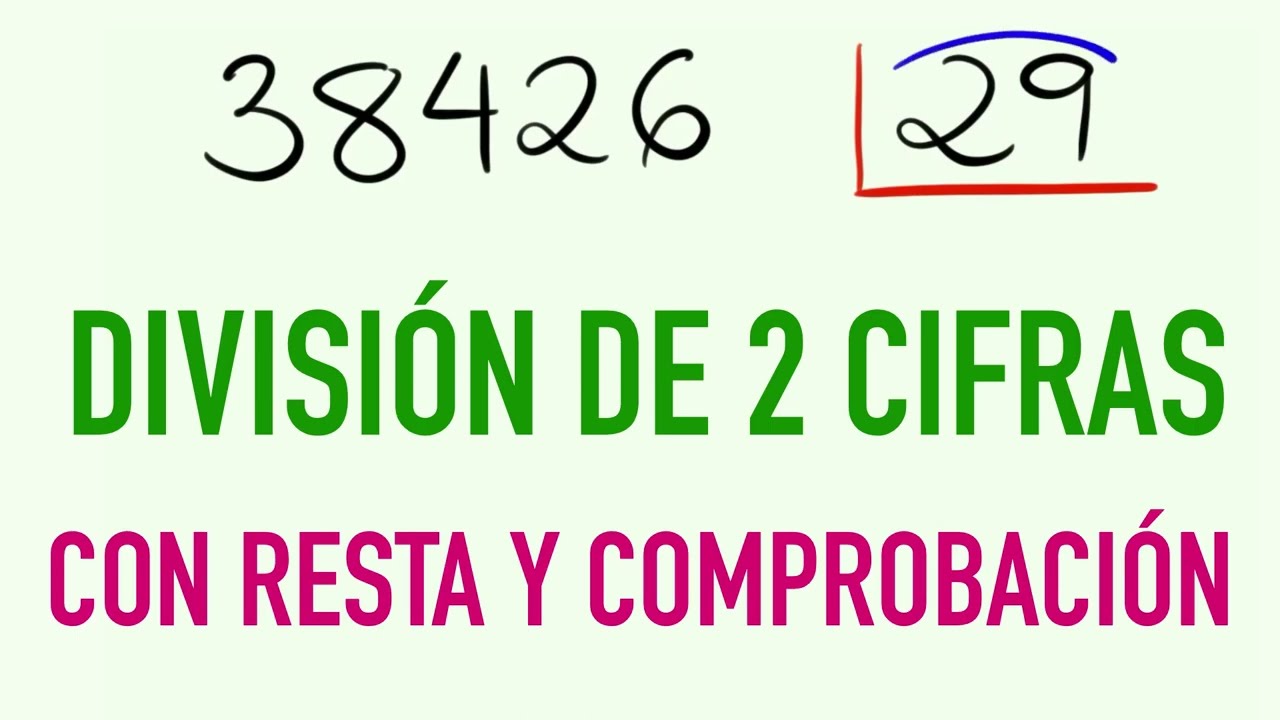 División de 2 cifras con resta explicada paso a paso 38426 entre 29
