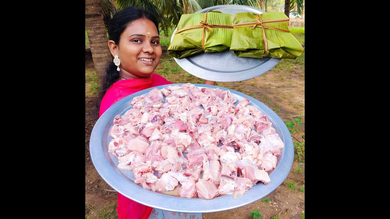 CHICKEN KIZHI PAROTTA | Banana Leaf Inside Chicken Parotta Recipe | Banana Leaf Cooking