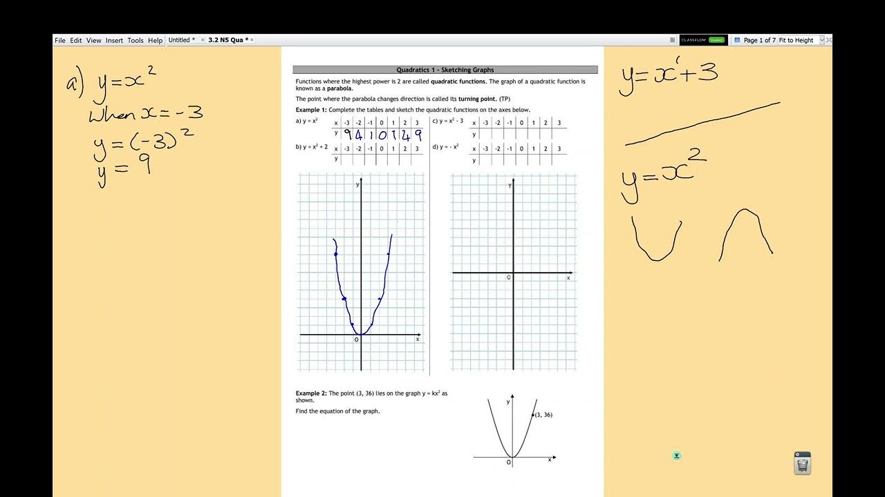 N5 - Quadratic Graphs - Example 1 - YouTube