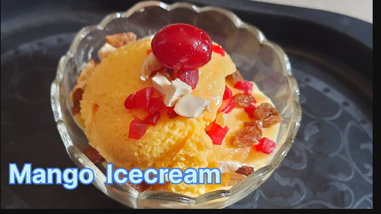 mango ice cream / mango ice cream with mix/ mango ice cream recipe in