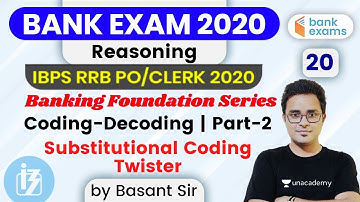 6:00 PM - SBI PO and IBPS RRB PO/Clerk 2020 | Reasoning by Basant Tripathi | Coding-Decoding