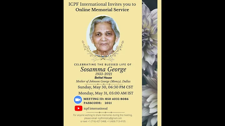 Sosamma George- Memorial Service