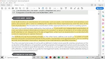 Cost Audit Lecture Series 1