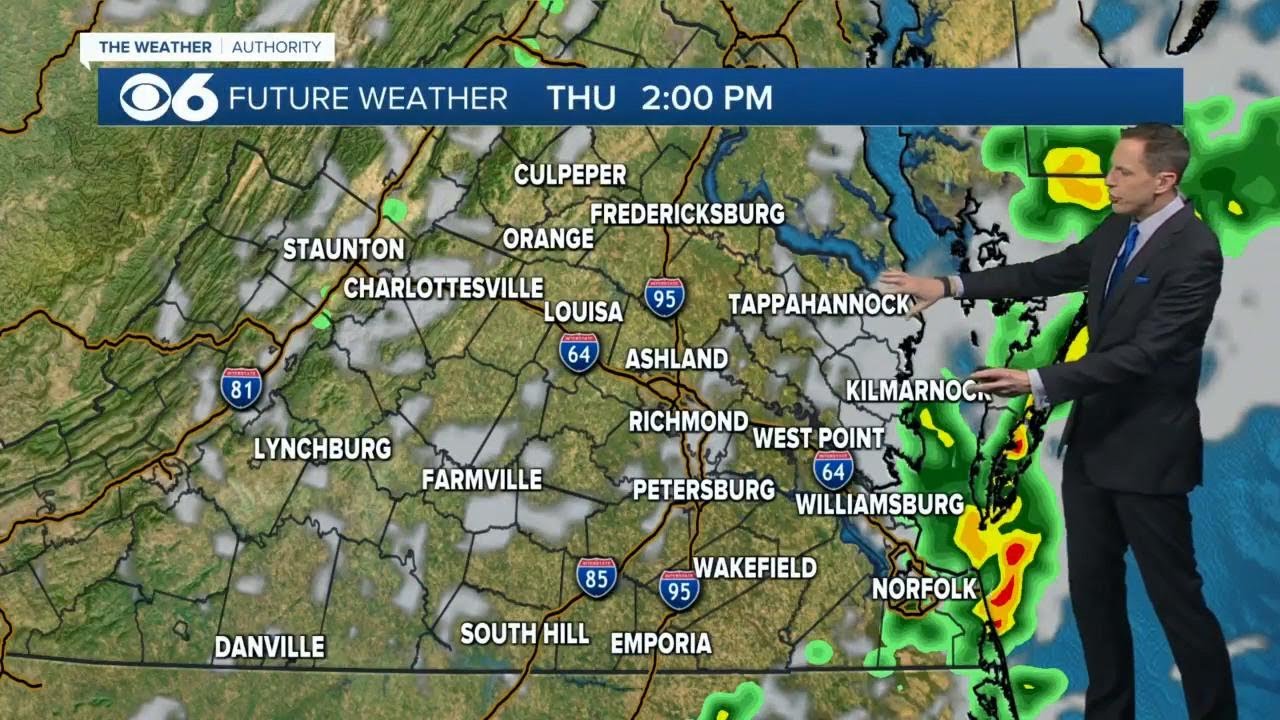 Hour-by-hour look at afternoon storm chances Thursday in Virginia - YouTube