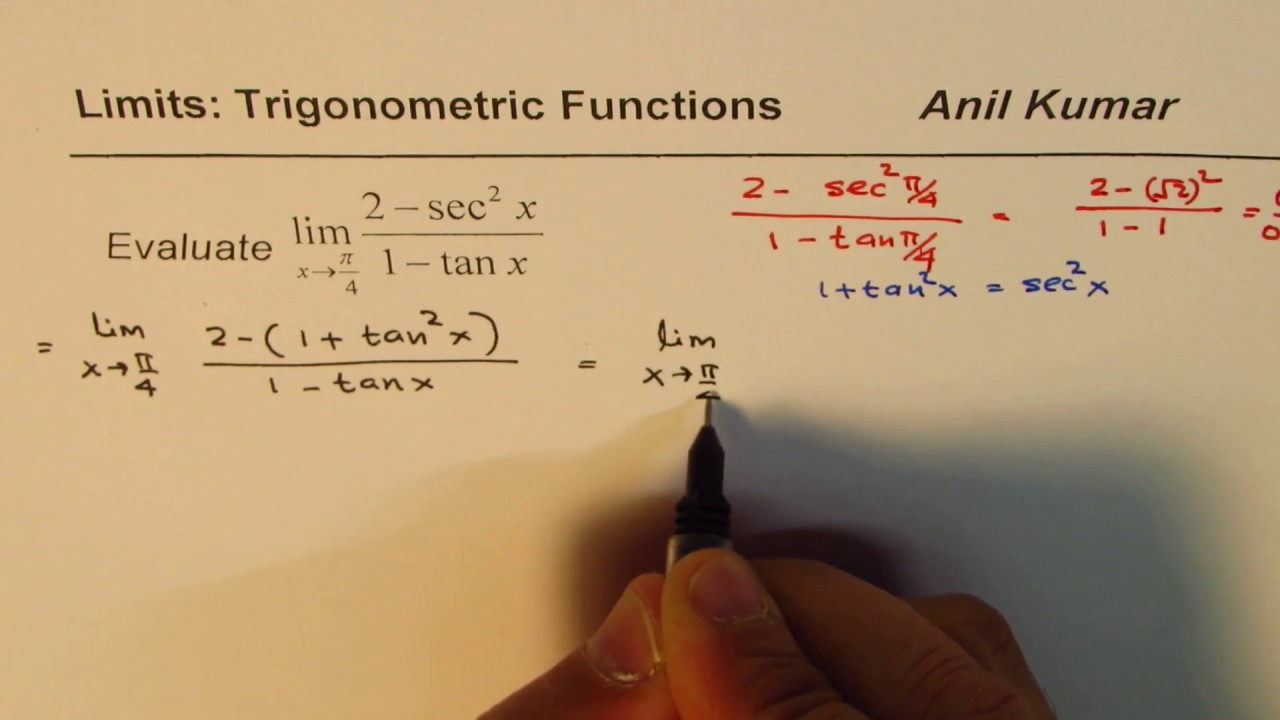 Limit Trigonometric Function 2 Sec 2x 1 Tan X Youtube