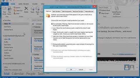 How to enable Junk Mail Filter in Microsoft® Outlook 2013 on a Windows® 8 1 PC