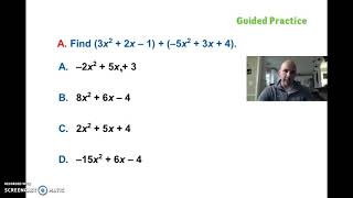 BM 20 - Adding and Subtracting Polynomials