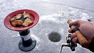 Crappie Catch and Cook ON THE ICE!!! Freshest Fish EVER