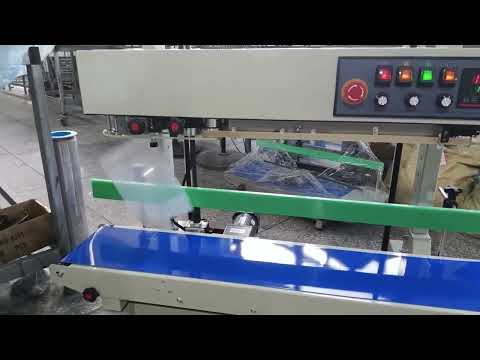 Vertical Continuous Band Sealer with Solid Ink Roll Date Coding | Pouch Heat Sealing Machine