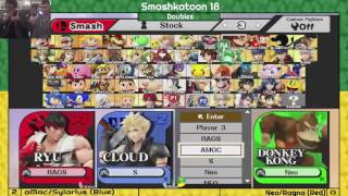 Smashkatoon 18 Doubles LSF Sylarius(Cloud)&aMac(JR, Charizard) vs Ragna(Ryu)&Neo(Ryu, Mario)