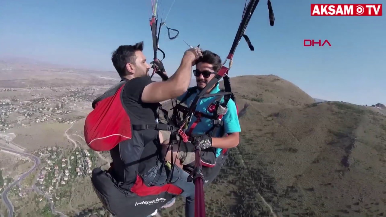 yamaç paraşütü bodrum Yamaç Paraşütü Yaparken Saç Kesti