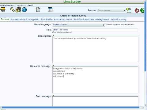 Using LimeSurvey: Starting the Survey (Part 2)