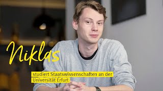 Niklas studies political science at the University of Erfurt