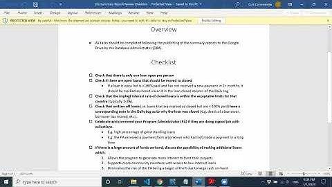 TCP Reporting Analyst Training Videos – Site Summary Review - Vid. 2. 2nd Checklist #1