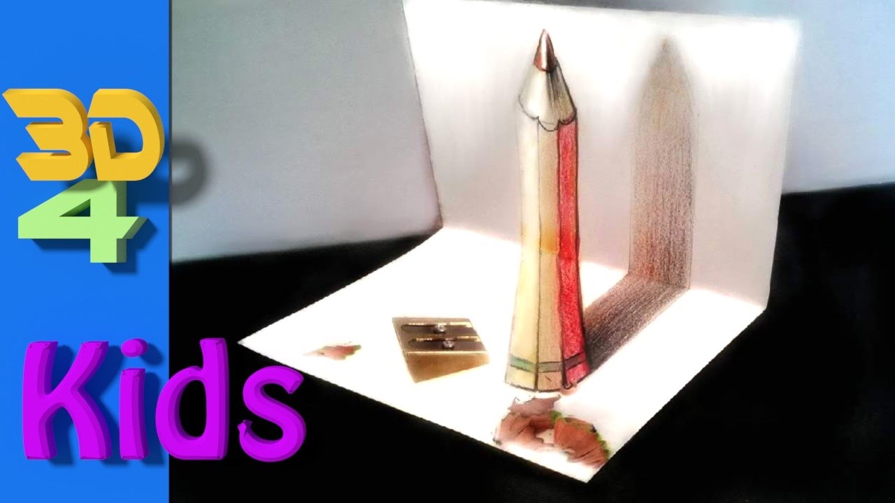  easy 3d drawing Draw Pencil step by step for kids and beginners - YouTube