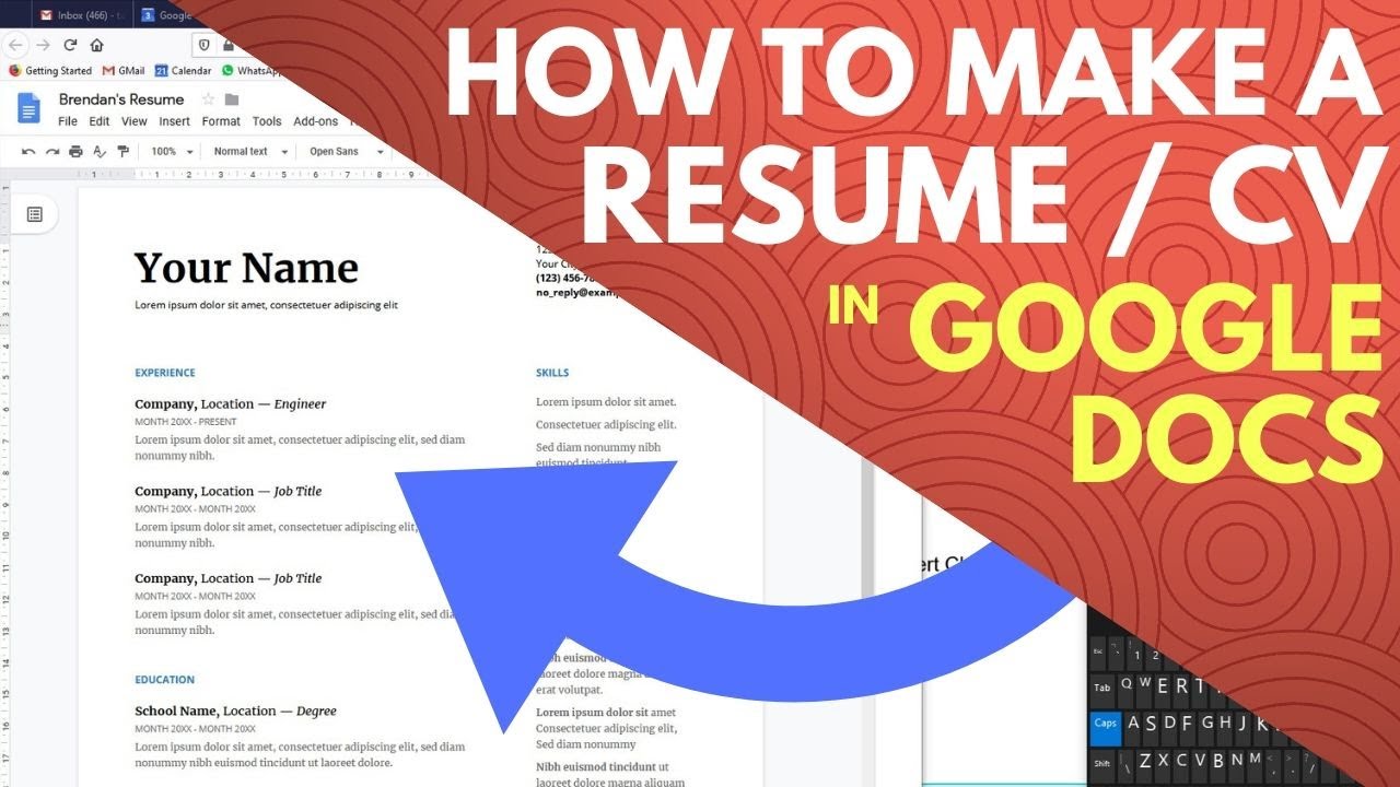 เร ซู เม่ doc  2022 New  How to Make a Resume on Google Docs in Google Drive