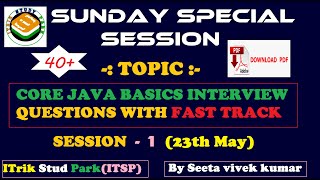 SESSION- 1 || Sunday Special || Java Interview Question and Answer|| 23th may