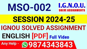 MSO 2 Solved Assignment 2024-25 English, MSO 2 Solved Assignment 24-25, MSO-02 Assignment