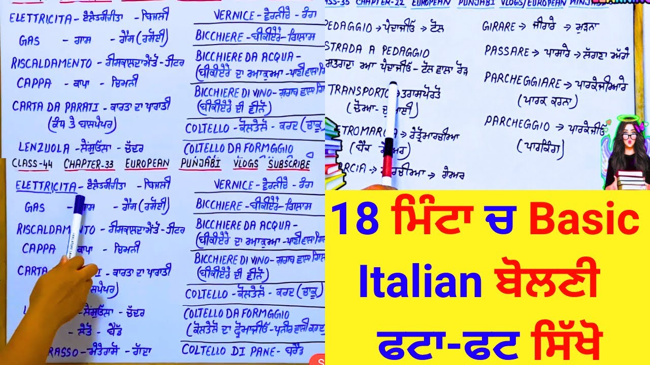 Learn 🌍✈️ Italian Basics in punjabi 🚀- Start Speaking Today! 📚 #learnitalian #italianlanguage