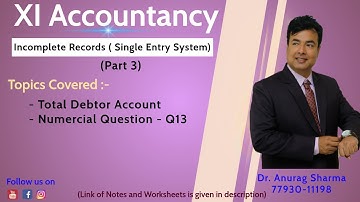 23.3 Single Entry System - Total Debtor a/c