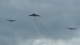 Lancasters FM213 , PA474 and Vulcan XH558 at RAF Metheringham 21st August 2014