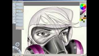 Sketchbook Pro - Babe In A Gas Mask Painting