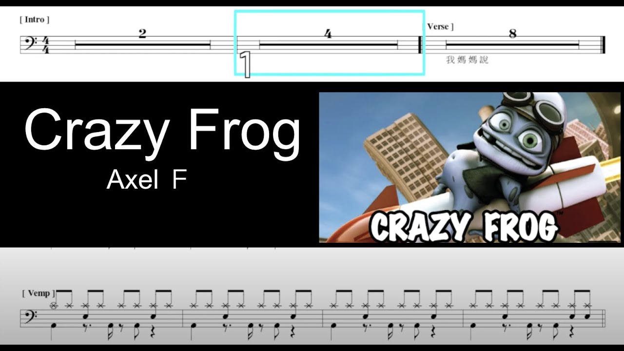 Crazy Frog Tempo138｜動態鼓譜完整版