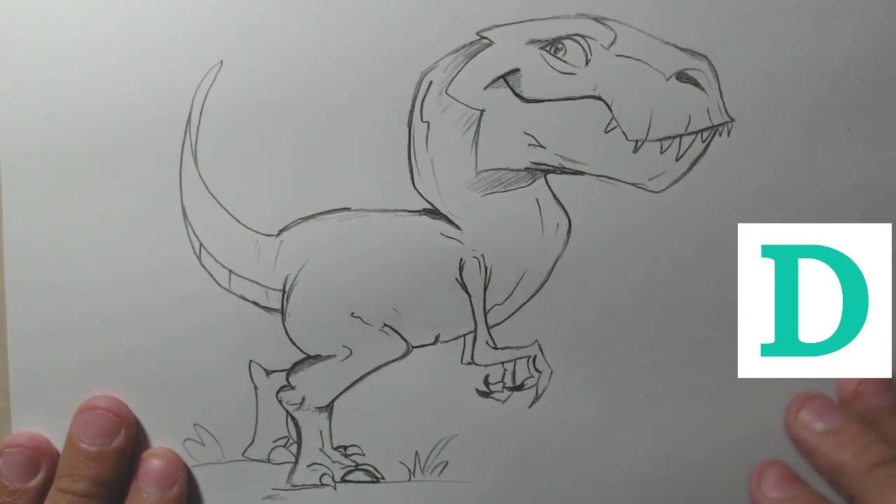 Como DESENHAR um DINOSSAURO T REX do JURASSIC PARK WORLD Cómo DIBUJAR un  DINOSAURIO JURASSIC PARK 