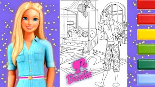 Barbie Coloring Video #55 | Coloring Barbie Dream House Adventures | Barbie Bedroom Coloring Page