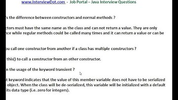 Java Interview Question And Answer Constructor and Normal Method Transient Interview