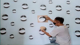 cara membuat cat effect tetesan gelembung air di dinding||how to make bubble with spray paint