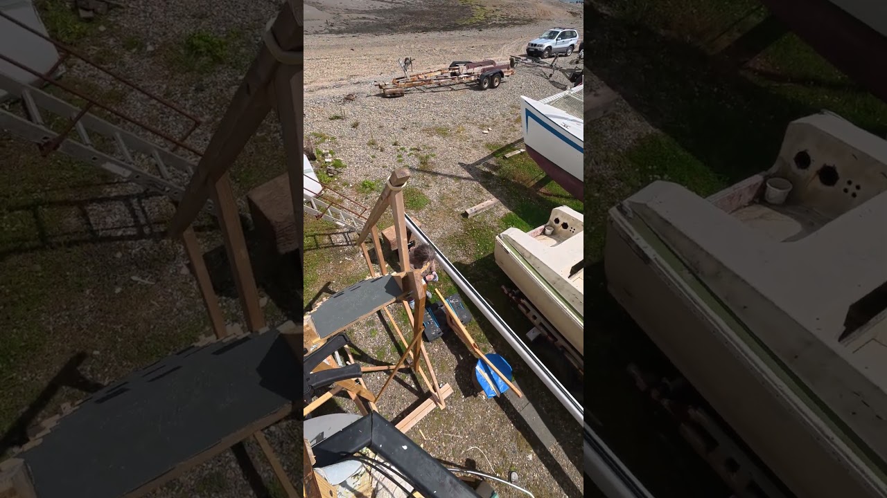 ⁣Solar panel supports progress #LaunchCallenge #BoatRefit #DIY #Solar