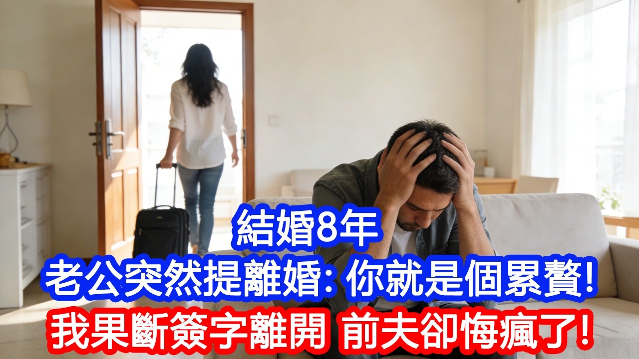 【情感故事】結婚8年，老公突然提離婚：「房、車、存款我都有了，你只是個累贅！」我果斷簽字離開，1個月後，前夫卻悔瘋了！#故事 #人生哲理 #婚姻 #出軌 #爽文