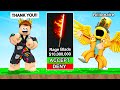 Billionaire Donates LEGENDARY Rage Blade in Skyblock Roblox Islands