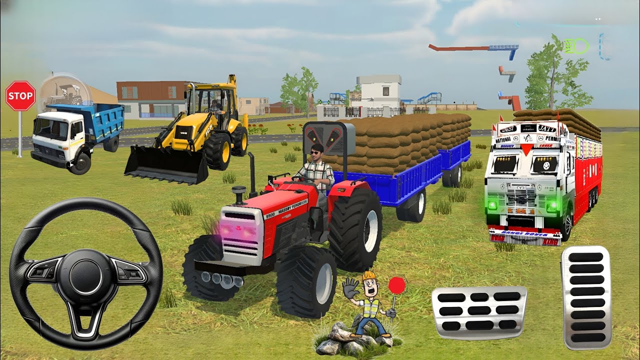🛑Load Bori into a JCB Tractor Trolley challenge Dumper Truck and Lorry Truck Loading Bori in Game🛑