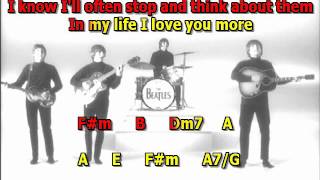 in my life Beatles best karaoke instrumental lyrics chords chords