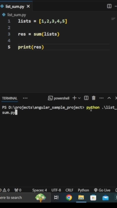 sum() of array elements using python. #coding #programming #python # ...