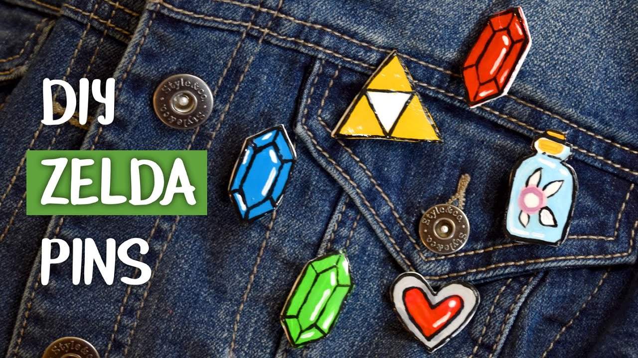 DIY Zelda Pins ( Rupees, Fairy in a Bottle, Triforce, Heart) - DIY Gamer Gifts