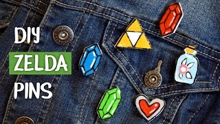 DIY Zelda Pins ( Rupees, Fairy in a Bottle, Triforce, Heart) - DIY Gamer Gifts