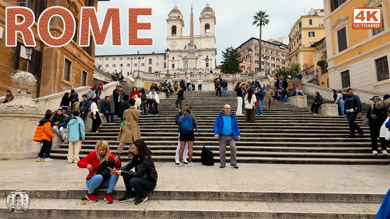 Rome Walking Tour in 4K | Piazza Spagna - Trevi Fountain - Pantheon